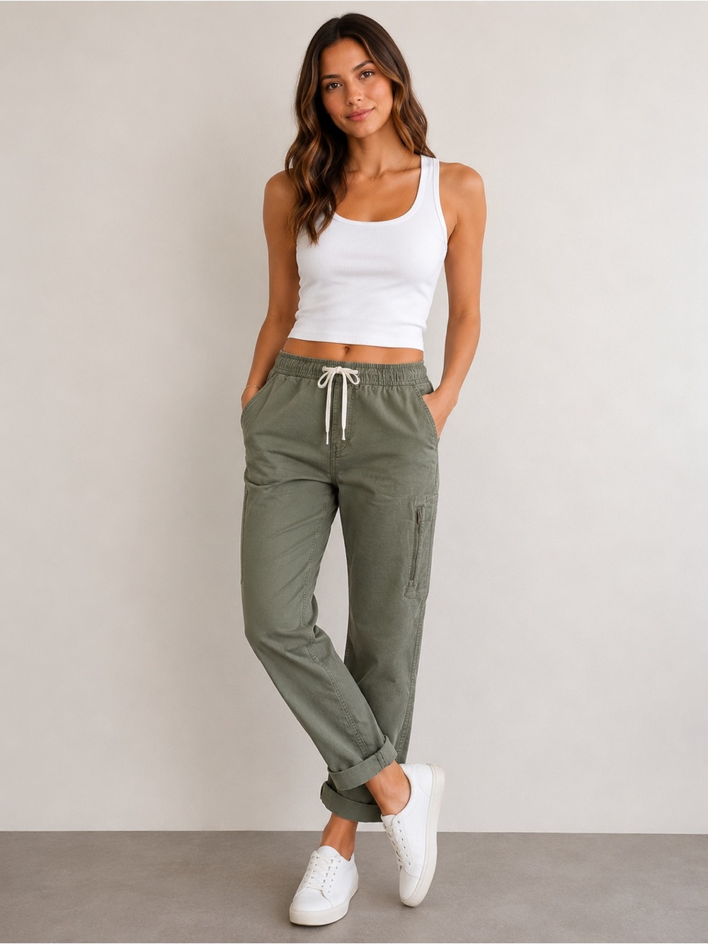 Vuori Ripstop Pant Long Olive Green Drawstring Cargo Pants Size Small